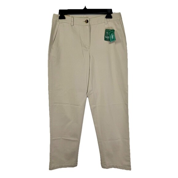 LL Bean Bayside Favorite Fit Pants Womens 4 Khaki Beige Wrinkle Resistant NEW - Picture 2 of 12